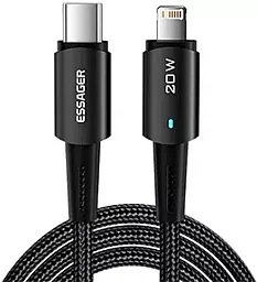 Кабель Essager Sunset USB Type-C - Lightning 20w 3a 1м PD сable Black (EXCTL-CG01) - фото Кабель Essager Sunset USB Type-C - Lightning 20w 3a 1м PD сable Black (EXCTL-CG01)