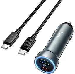 Автомобільний зарядний пристрій Hoco Z54A 48w PD/QC3.0 USB-C/USB-A ports car charger + USB-C to USB-C cable metal grey - фото Автомобільний зарядний пристрій Hoco Z54A 48w PD/QC3.0 USB-C/USB-A ports car charger + USB-C to USB-C cable metal grey