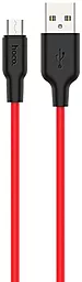 Кабель USB Hoco x21 Plus Fluorescent micro USB Cable Black/Red