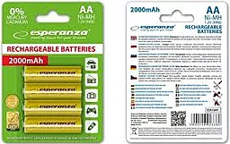 Акумулятор Esperanza AA / R6 Ni-MH 2000mAh (EZA104Y) 4шт Yellow 1.2 V - мініатюра 2