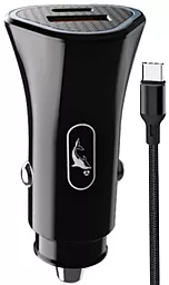 Автомобільний зарядний пристрій SkyDolphin SZ16T 18w PD/QC3.0 USB-C/USB-A ports car charger + USB-C cable black (AZP-000089)