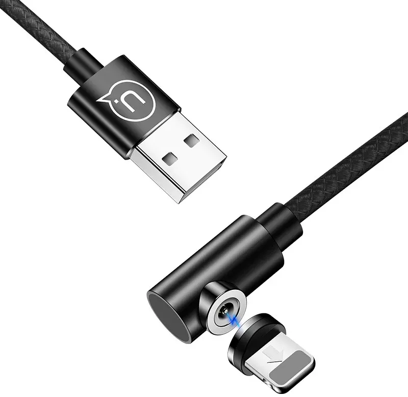Кабель Usams U54 Right-Angle Magnetic USB-A - Lightning 10w 2a 1м cable Black (US-SJ444) - фото 3