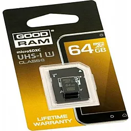Карта памяти GooDRam microSDXC 64GB Class 10 UHS-I U1 + SD-адаптер (M1AA-0640R11)