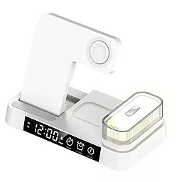 Бездротова зарядна станція з нічником EasyLife JJT-A37 для Apple 5-in-1 30w + lamp/alarm clock/wireless charger white - фото Бездротова зарядна станція з нічником EasyLife JJT-A37 для Apple 5-in-1 30w + lamp/alarm clock/wireless charger white