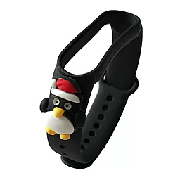 Сменный ремешок для фитнес трекера Xiaomi Mi Band 3/4 NEW YEAR Black Penguin
