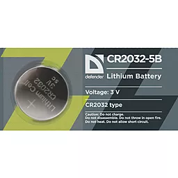 Батарейки Defender CR2032 (в блістері 5 штук) 3 V