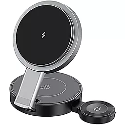 Бездротова док-станція Usams CD234 15w 3-in-1 wireless charge black - фото Бездротова док-станція Usams CD234 15w 3-in-1 wireless charge black