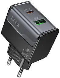 Сетевое зарядное устройство Hoco CS71A Star Speed 20w PD USB-C/USB-A ports charger black - фото Сетевое зарядное устройство Hoco CS71A Star Speed 20w PD USB-C/USB-A ports charger black