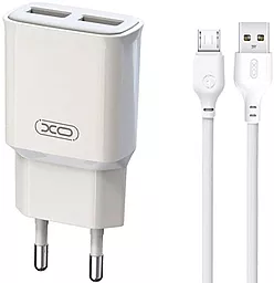 Мережевий зарядний пристрій XO L92C 2USB/2.4A + micro USB Cable White