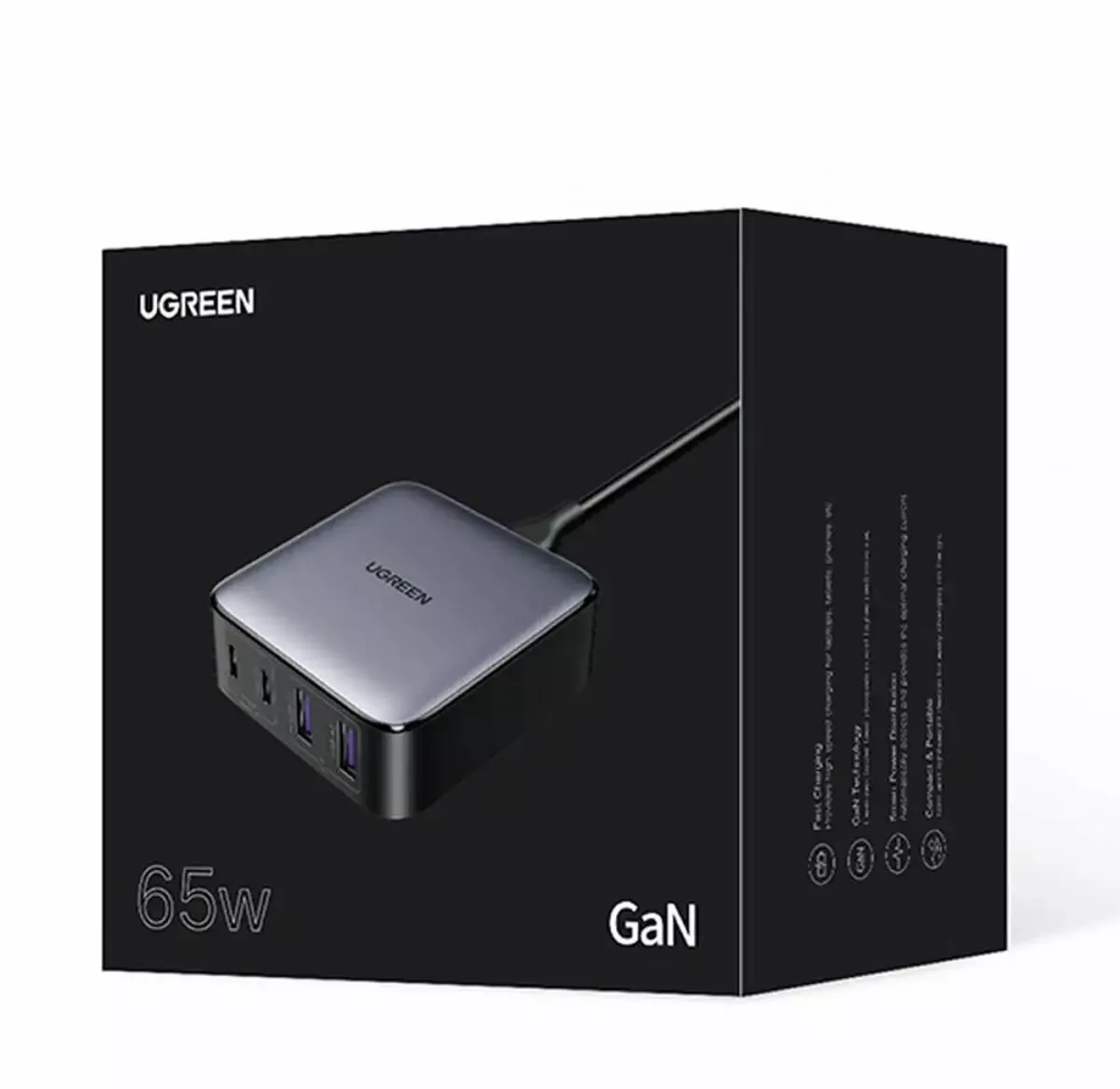 Сетевое зарядное устройство Ugreen CD327 65w 2xUSB-C/2xUSB-A ports fast charger grey (90747) - фото 6