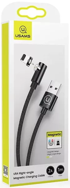 Кабель Usams U54 Right-Angle Magnetic USB-A - Lightning 10w 2a 1м cable Black (US-SJ444) - фото 5
