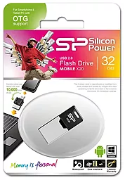 Флешка Silicon Power Mobile X20 32Gb, OTG, (SP032GBUF2X20V1K) Black - фото Флешка Silicon Power Mobile X20 32Gb, OTG, (SP032GBUF2X20V1K) Black