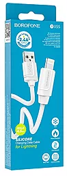Кабель Borofone BX55 Harmony Silicone USB-A - Lightning 12w 2.4a 1м cable White - миниатюра 4 Кабель Borofone BX55 Harmony Silicone USB-A - Lightning 12w 2.4a 1м cable White - миниатюра 4