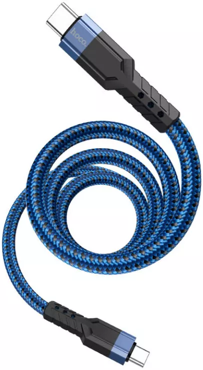 Кабель Hoco U110 USB Type-C - Type-C 60w 3a 1.2м PD cable Blue - фото 3