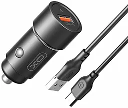 Автомобільний зарядний пристрій XO CC54 18w QC3.0 USB-A car charger + micro USB cable black - фото Автомобільний зарядний пристрій XO CC54 18w QC3.0 USB-A car charger + micro USB cable black