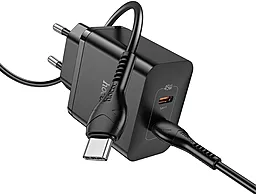 Мережевий зарядний пристрій з швидкою зарядкою Hoco N35 45W PD 2xUSB-C - USB-C-C Cable Black - мініатюра 3