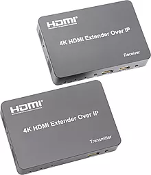Подовжувач по крученій парі PowerPlant для HDMI сигналу HDMI 4K 30 Гц до 150м через CAT5E/6 Black (HDES150-KVM) (CA912957) - мініатюра 3