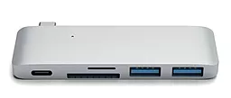 Мультипортовый USB Type-C хаб Satechi USB-C -> Card Reader/2xUSB3.0 Silver (ST-TCUPS) - миниатюра 4