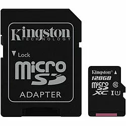 Карта памяти Kingston microSDXC 128GB Class 10 UHS-I U1 + SD-адаптер (SDC10G2/128GB)