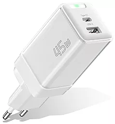 Мережевий зарядний пристрій Essager 45w GaN PD USB-C/USB-A ports home charger white (ECTCA-ZQB02-Z)