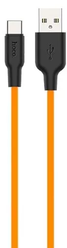 Кабель Hoco X21 Plus Silicone USB-A - Type-C 12w 2.4a 1м cable Orange - фото 1