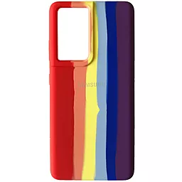 Чехол Epik Silicone Cover Full Rainbow для Samsung Galaxy A32 4G Красный / Фиолетовый