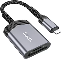 Картридер Hoco UA25 2-in-1 lightning metal grey - фото Картридер Hoco UA25 2-in-1 lightning metal grey
