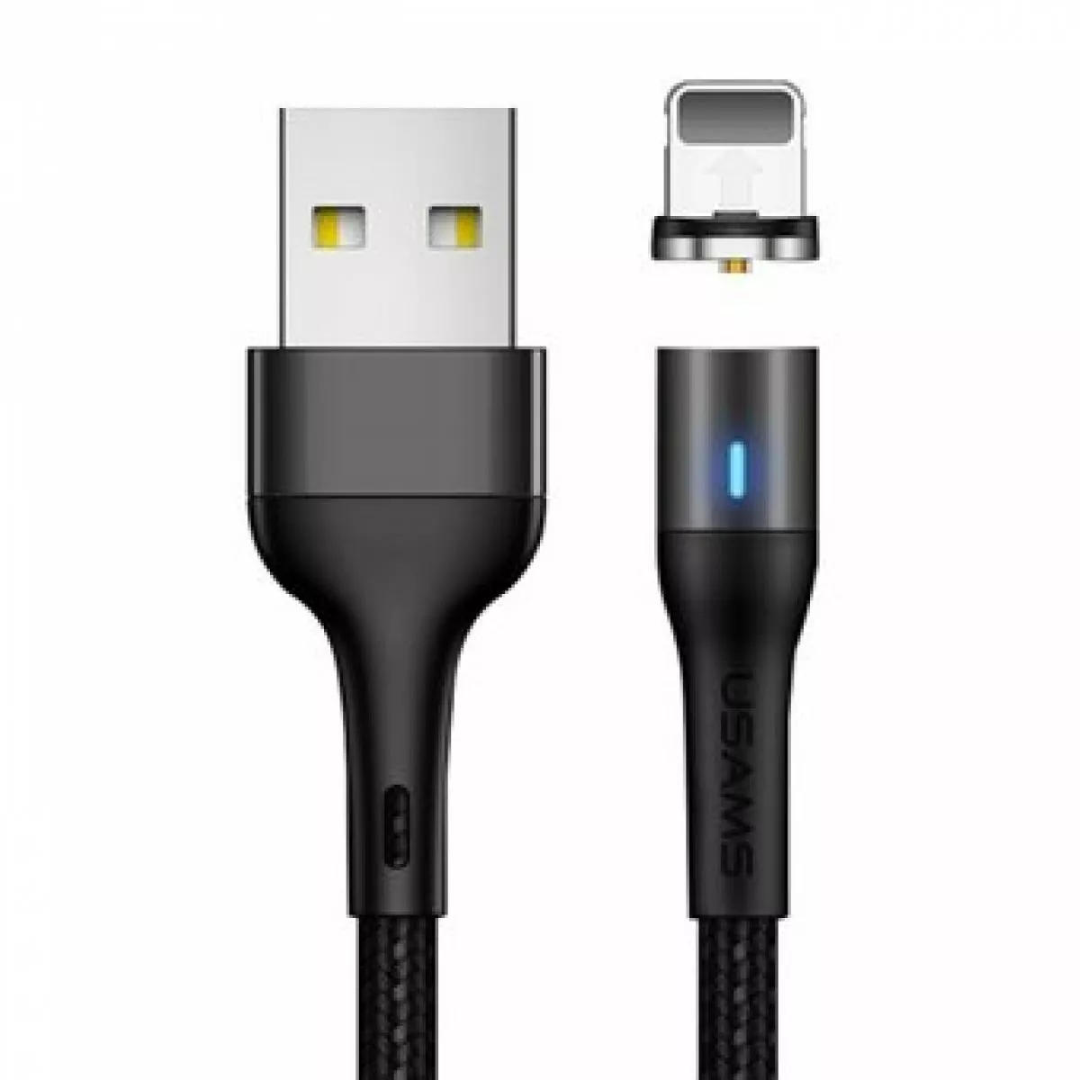 Кабель Usams U29 Magnetic USB-A - Lightning 12w 2.4a 1м cable Black - фото 1