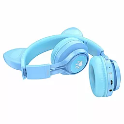 Наушники Hoco W39 Cat Ear Cute Kids Wireless Blue - миниатюра 2