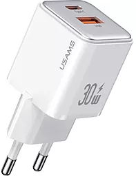 Сетевое зарядное устройство Usams US-CC189 30w PD USB-C/USB-A ports charger white - фото Сетевое зарядное устройство Usams US-CC189 30w PD USB-C/USB-A ports charger white