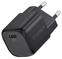 Сетевое зарядное устройство Choetech 30w GaN PD USB-C fast charger black (PD5007-EU-BK)