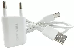 Сетевое зарядное устройство Prestigio DC Charger + micro USB (1.5A) White