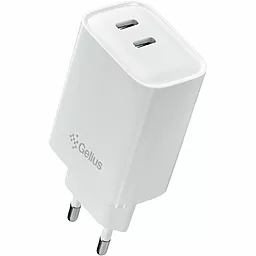 Сетевое зарядное устройство Gelius Dos GP-HC062 40w GaN/PPS PD 2xUSB-C ports charger white