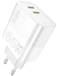 Сетевое зарядное устройство WUW C198 65w GaN PD 2xUSB-C ports charger white - фото Сетевое зарядное устройство WUW C198 65w GaN PD 2xUSB-C ports charger white