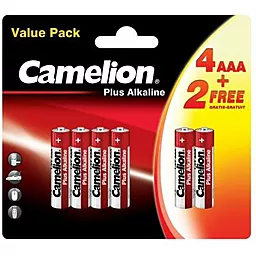 Батарейки Camelion Plus Alkaline LR03/AAA (LR03-BP) 4+2шт 1.5 V