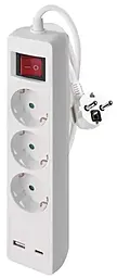 Мережевий фільтр (подовжувач) Emos P1322CU 3680w 16A, 3 розетки, USB-C/USB-A, 2м, з вимикачем білий - фото Мережевий фільтр (подовжувач) Emos P1322CU 3680w 16A, 3 розетки, USB-C/USB-A, 2м, з вимикачем білий