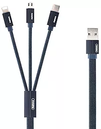 Кабель USB Remax Kerolla 3-in-1 USB to Type-C/Lightning/micro USB cable blue (RC-094th)