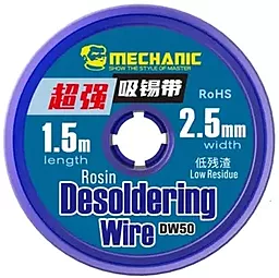 Лента-оплетка (для снятия припоя) Mechanic DW50 2515 2.5 мм / 1.5 м в пластиковой емкости - фото Лента-оплетка (для снятия припоя) Mechanic DW50 2515 2.5 мм / 1.5 м в пластиковой емкости