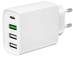 Сетевое зарядное устройство XO L120 20w PD 3xUSB-A/USB-C ports charger white - миниатюра 5
