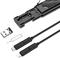 USB PD Кабель Borofone BU36 Show 60w 3a 3-in-1 USB to Type-C/Lightning/micro USB cable + Storage Case black - мініатюра 5