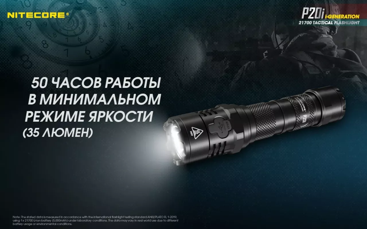 Фонарик аккумуляторный Nitecore P20i (6-1119_i) (1x21700, 2xCR123) - фото 16