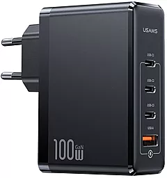 Мережевий зарядний пристрій Usams US-CC163 T50 100W 3xUSB - C + A Ports ACCC GaN Fast Charger Black