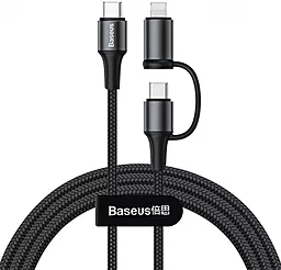 Кабель USB PD Baseus Twins 60W 3A/20W 2-in-1 USB Type-C - Type-C/Lightning Cable Black (CATLYW-H01)
