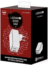 Сетевое зарядное устройство с быстрой зарядкой Logan USB + USB Type-C Wall Charger 5V 3A White (CH-2) - миниатюра 4