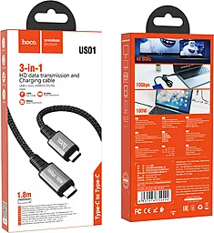 HD/PD Кабель Hoco US01 Super-Speed USB Type-C Data&Charging USB3.1 GEN2 10Gbps HD 4K 60Hz 100W 1.8m Black - миниатюра 7