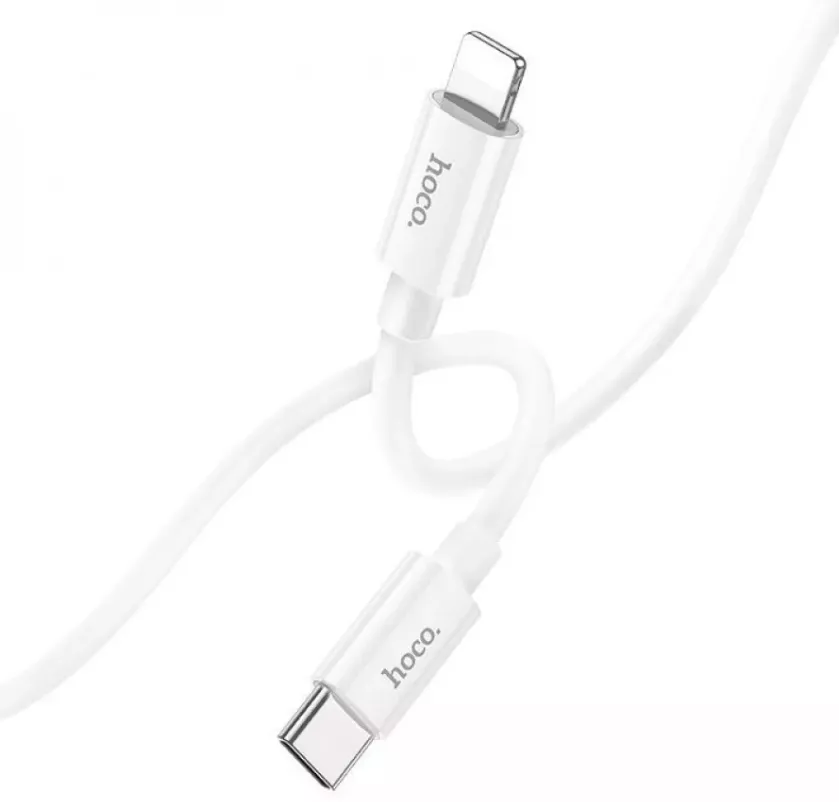 Кабель Hoco X87 Magic Silicone USB Type-C - Lightning 20w 3a 1м PD сable White - фото 2