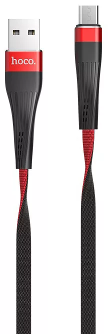 Кабель Hoco U39 Slender USB-A - micro USB 12w 2.4a 1.2м cable Red/Black - фото 1