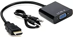 Видео переходник (адаптер) 1TOUCH HDMI M - VGA F с кабелем аудио 3.5мм черный
