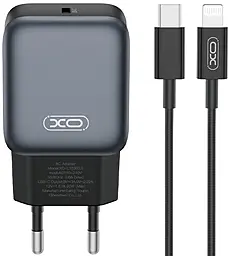 Мережевий зарядний пристрій XO L153 20w PD USB-C fast charger + USB-C to Lightning cable black - фото Мережевий зарядний пристрій XO L153 20w PD USB-C fast charger + USB-C to Lightning cable black