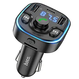 Bluetooth FM-трансмиттер Hoco DE5 20w PD 2xUSB-A/UBS-C ports charegr black - фото Bluetooth FM-трансмиттер Hoco DE5 20w PD 2xUSB-A/UBS-C ports charegr black